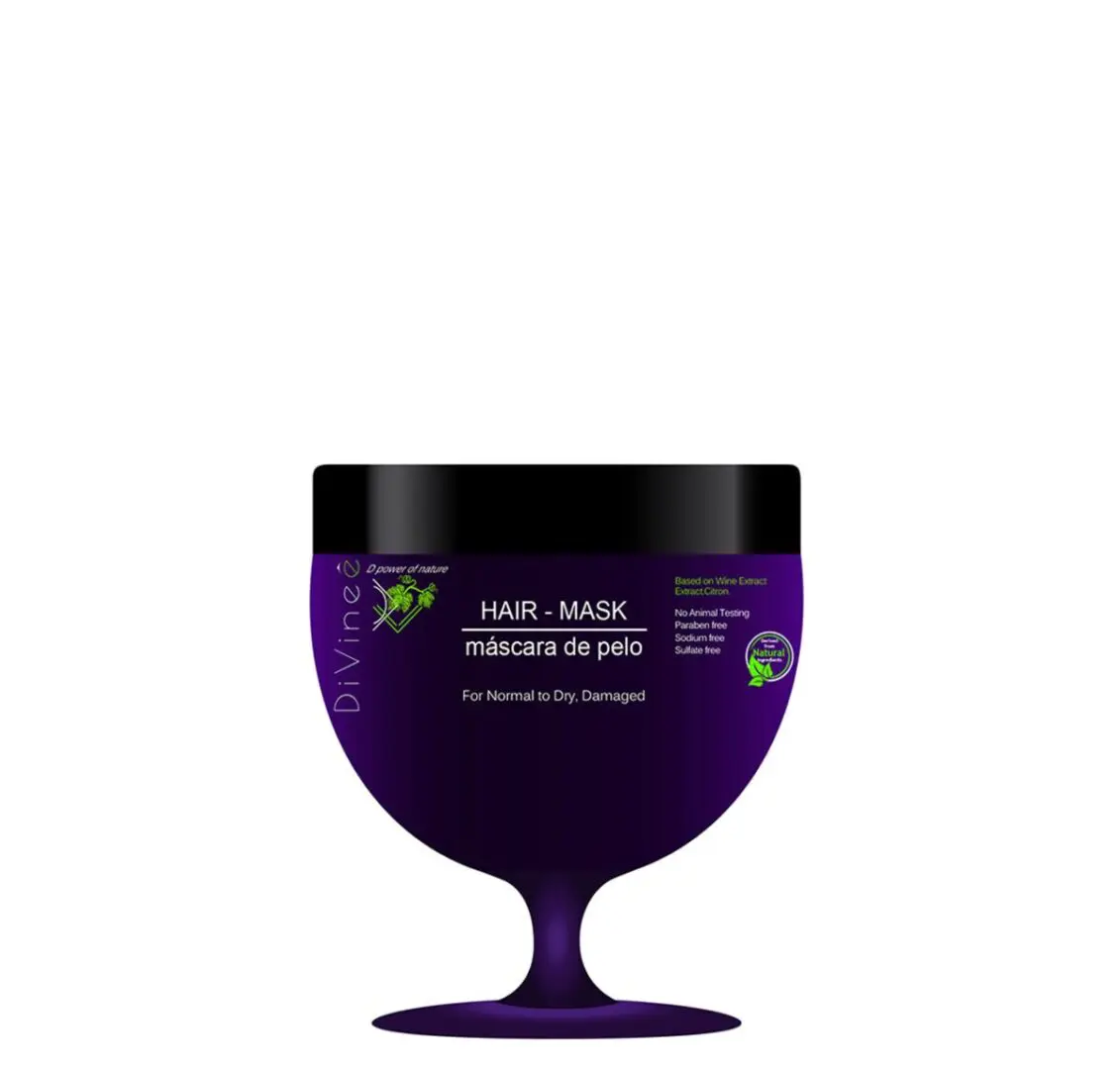Purple goblet shaped hair mask jar